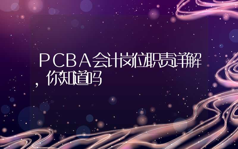 PCBA会计岗位职责详解,你知道吗